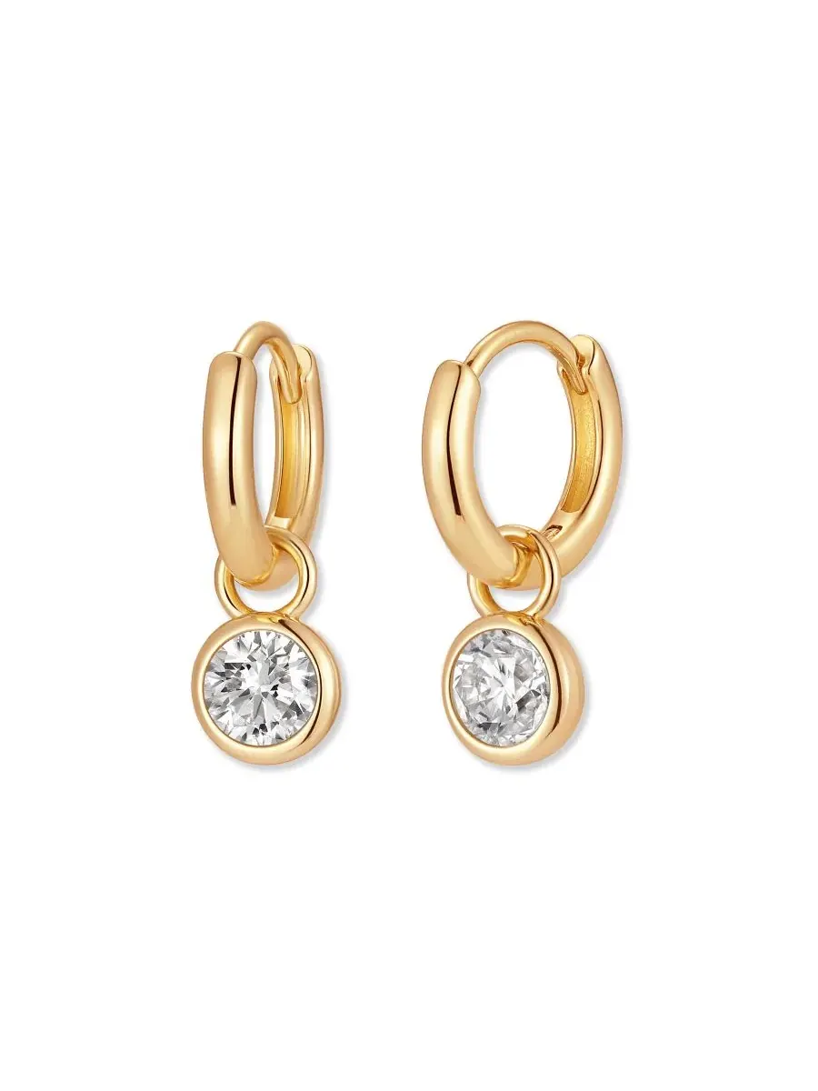 Серьги-гвоздики с подвеской из позолоченной латуни Matilda Birthstone Hoop brook & york, Apr — изображение 1 из 3