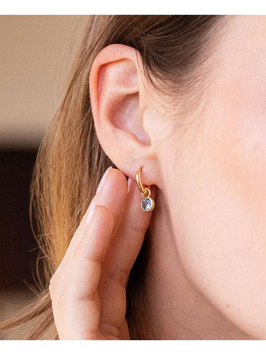Серьги-гвоздики с подвеской из позолоченной латуни Matilda Birthstone Hoop brook & york, Apr — изображение 3 из 3
