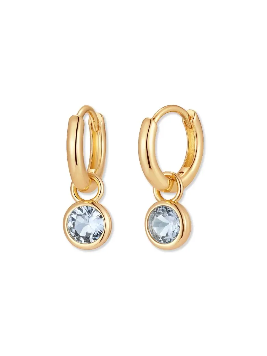 Серьги-кольца Matilda Birthstone Hoop с фианитом, 14k золотое покрытие brook & york, Mar — изображение 1 из 3