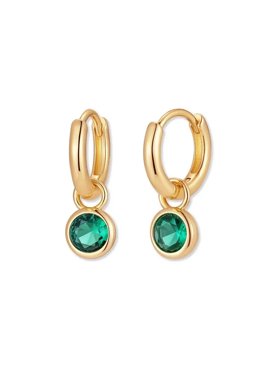 Серьги-кольца из латуни с золотым покрытием Matilda Birthstone Hoop brook & york, May — изображение 1 из 3