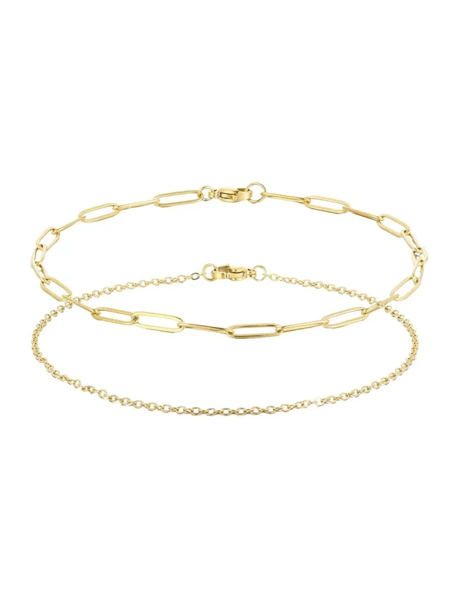 Набор из 2 цепочечных браслетов на щиколотку с покрытием 18k Gold ADORNIA — изображение 1 из 3, оттенок золото