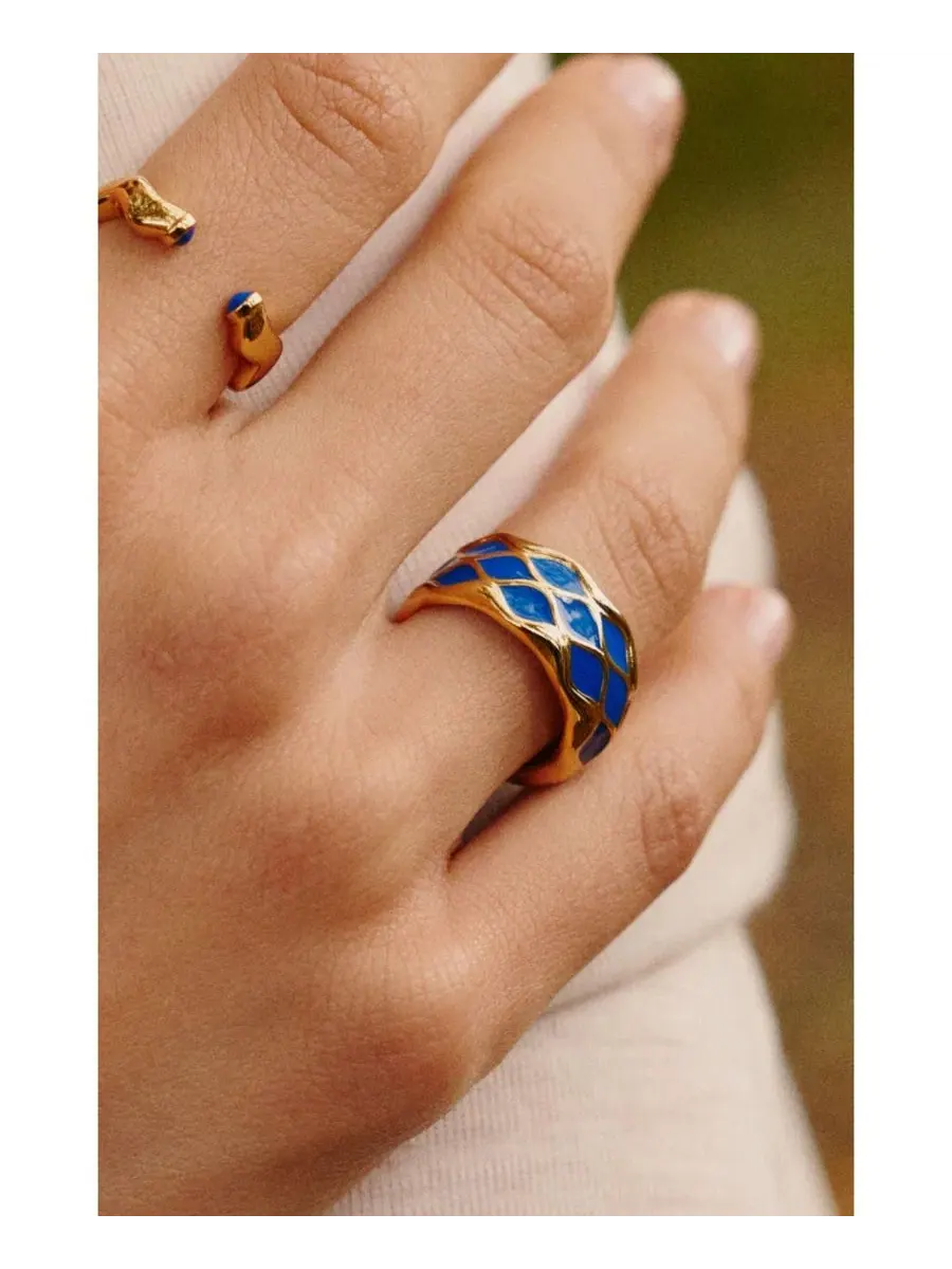 Кольцо Nirah Ring RETRO CHIC — изображение 3 из 4, оттенок золотистый синий
