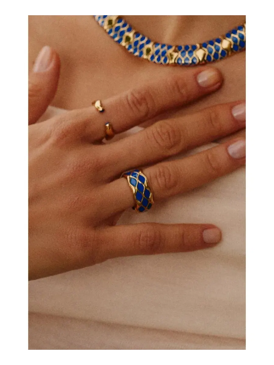 Кольцо Nirah Ring RETRO CHIC — изображение 4 из 4, оттенок золотистый синий