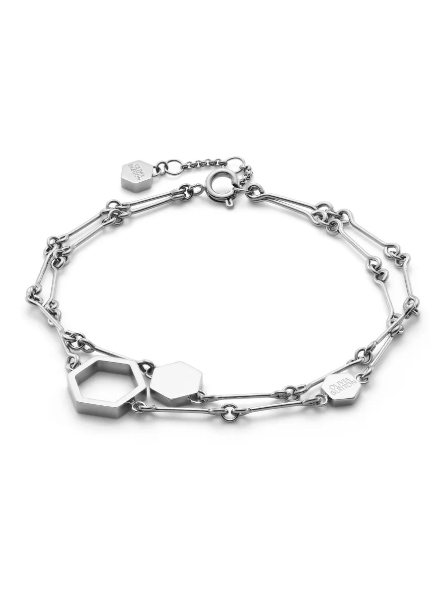 Браслет Honeycomb Classic серебристого цвета Olivia Burton — изображение 2 из 5, оттенок серебряный