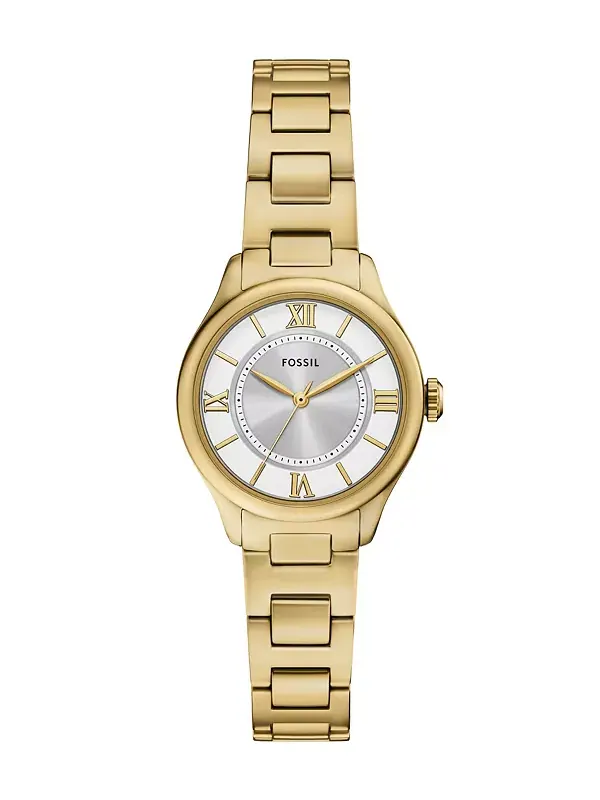 Женские часы Gilmore с тремя стрелками из нержавеющей стали золотистого оттенка, 28 мм Fossil — изображение 1 из 4
