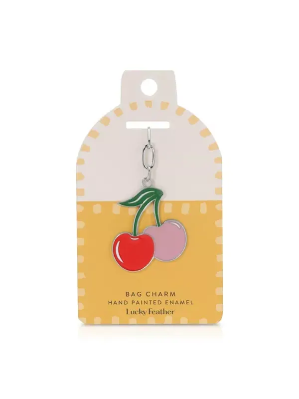 Эмалевая подвеска на сумку Lucky Feather, cherries