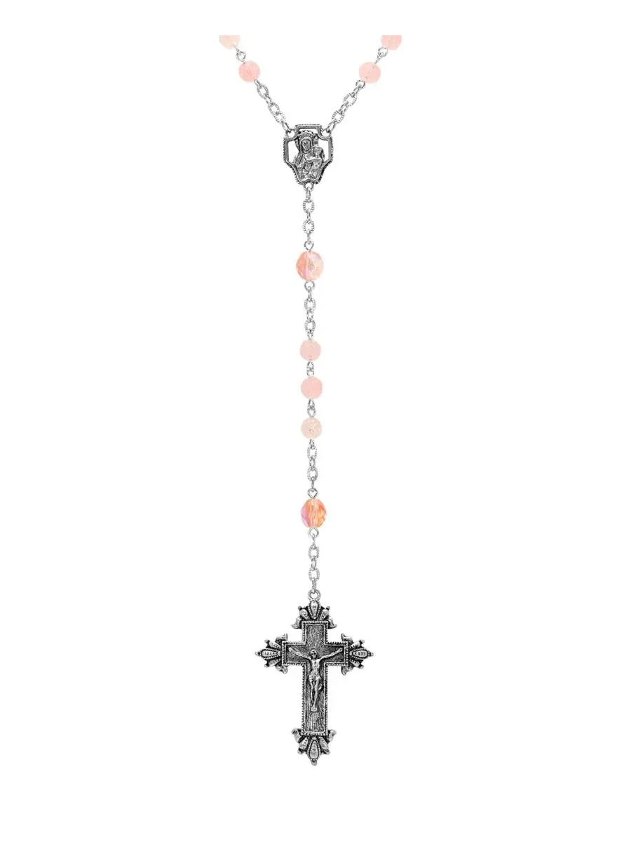 Четки в виде распятия из светло-розовых бусин серебристого цвета Symbols Of Faith — изображение 2 из 3, оттенок розовый