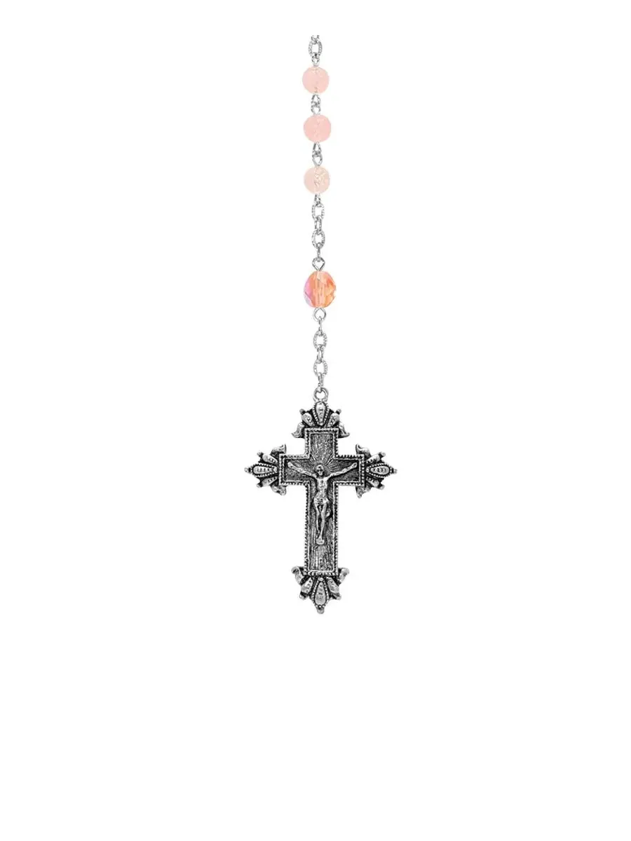 Четки в виде распятия из светло-розовых бусин серебристого цвета Symbols Of Faith — изображение 3 из 3, оттенок розовый