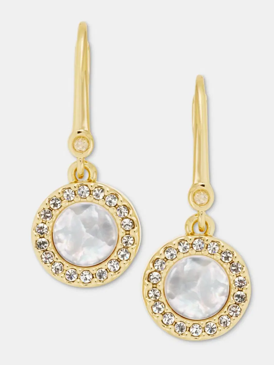 Эффектные серьги-подвески с инкрустацией из перламутра Dkny