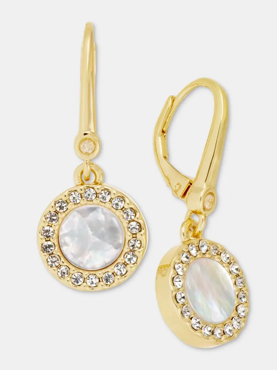 Эффектные серьги-подвески с инкрустацией из перламутра Dkny — изображение 2 из 4, оттенок белый