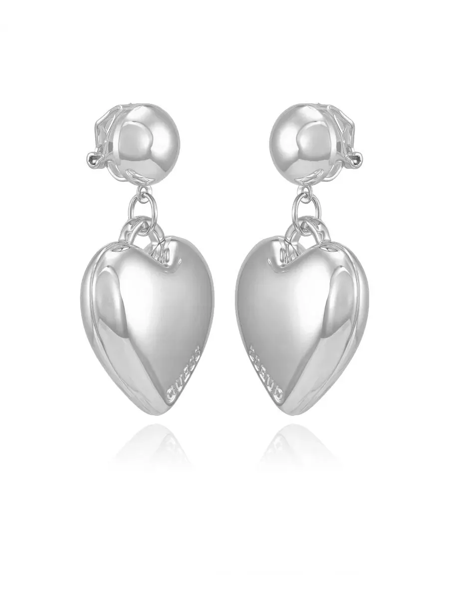Серьги-подвески в форме сердца с металлическим покрытием Guess — изображение 2 из 3, оттенок серебряный