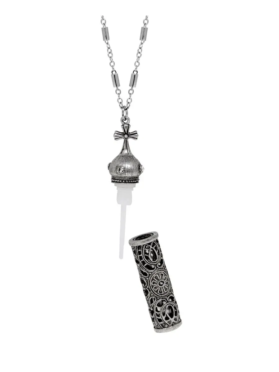 Серебряный флакон для святой воды, цепочка 76 см (76 см ) Symbols Of Faith — изображение 2 из 4, оттенок серый