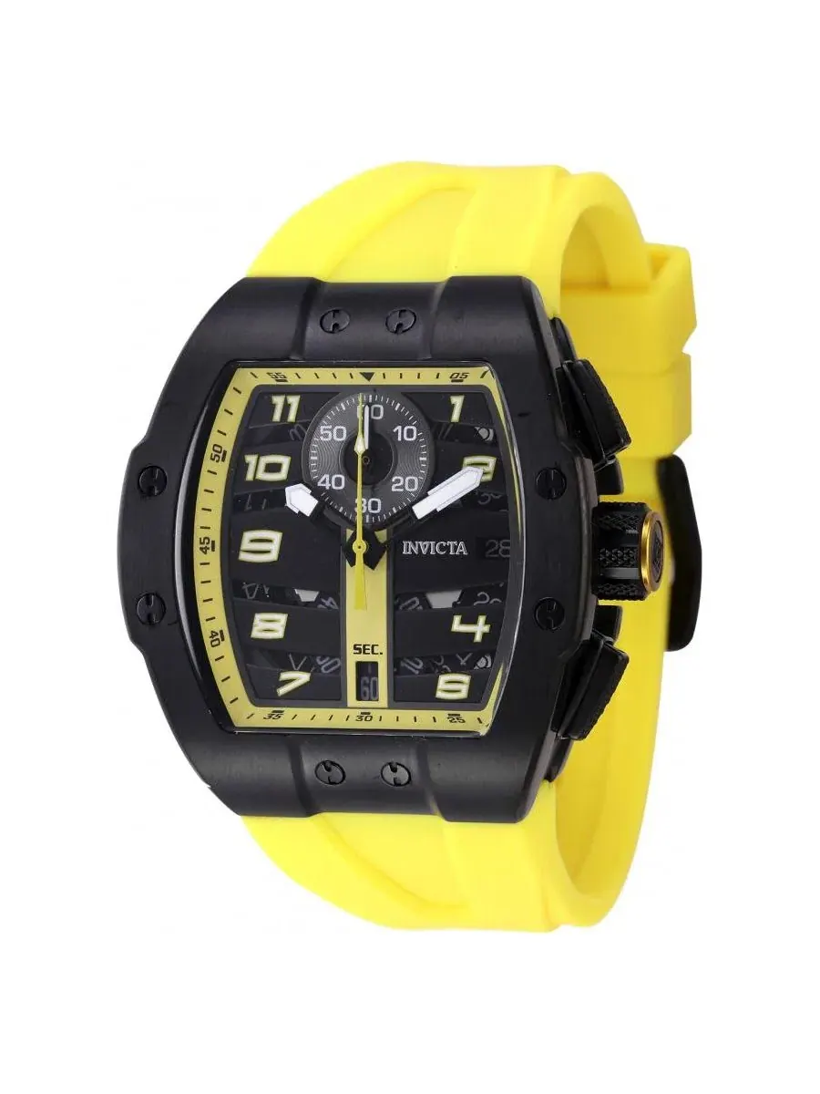 Мужские кварцевые многофункциональные часы Invicta Racing 47371 с черным и желтым циферблатом — изображение 1 из 3