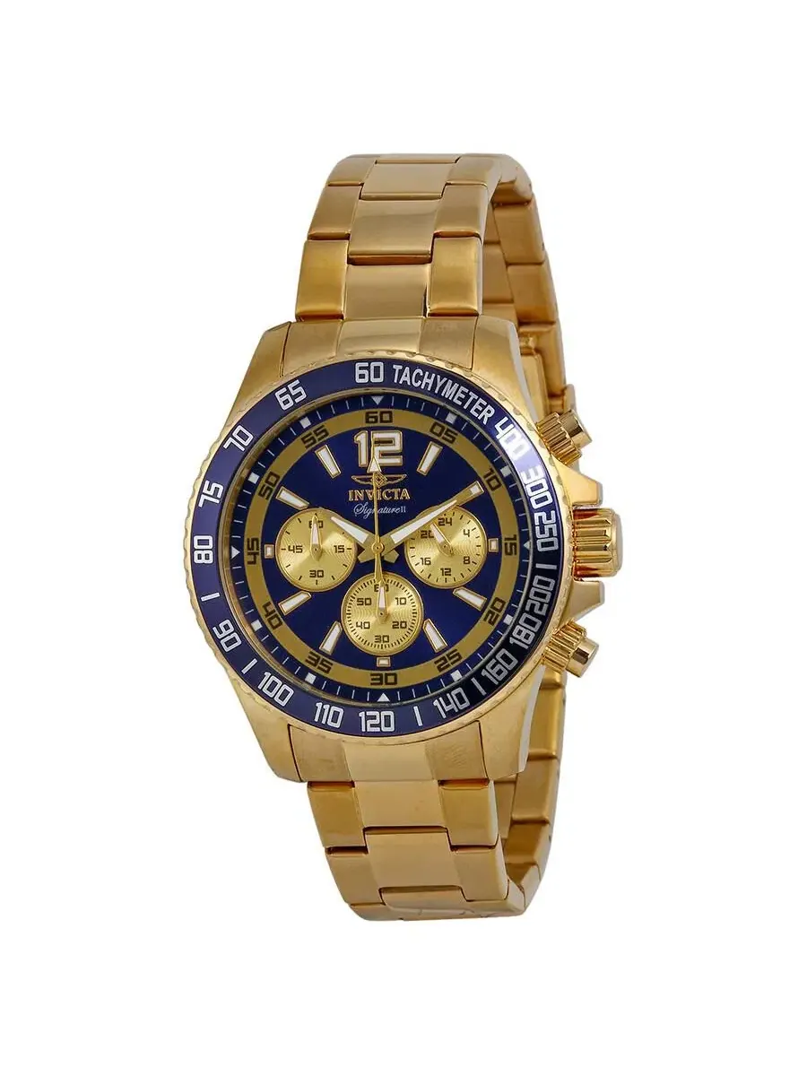 Мужские кварцевые часы-хронограф 7410 Signature с циферблатом Invicta — изображение 1 из 3, оттенок золото