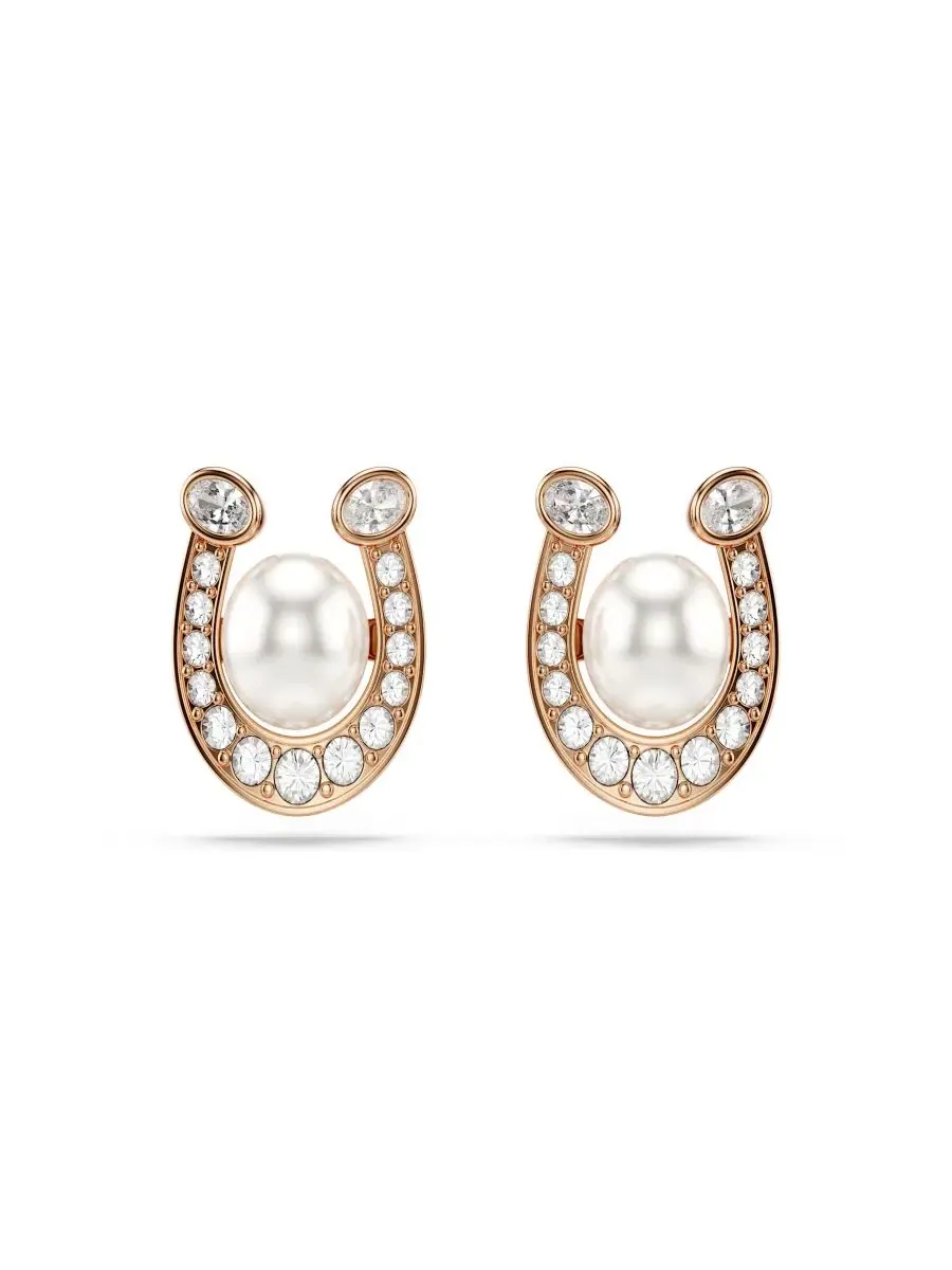 Серьги-пусеты с кристаллами Swarovski, с жемчугом, Symbolica Swarovski — изображение 1 из 7, оттенок розовый
