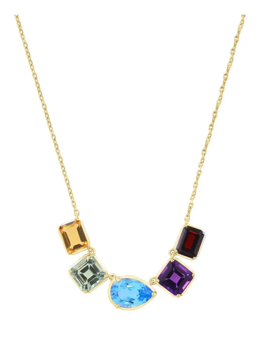 Ожерелье с мультигеммами, 10-1/4 ct. t.w. — изображение 1 из 4, оттенок желтый золотистый