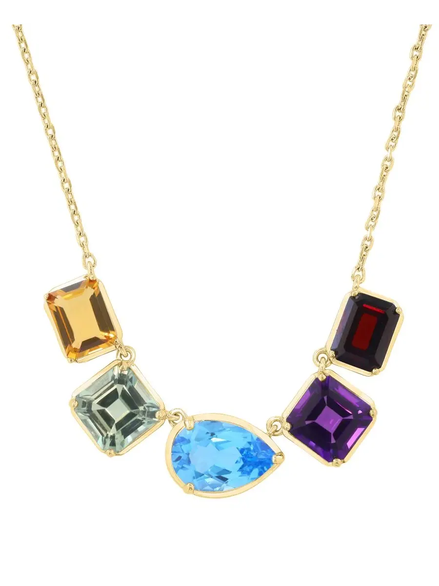 Ожерелье с мультигеммами, 10-1/4 ct. t.w. — изображение 3 из 4, оттенок желтый золотистый
