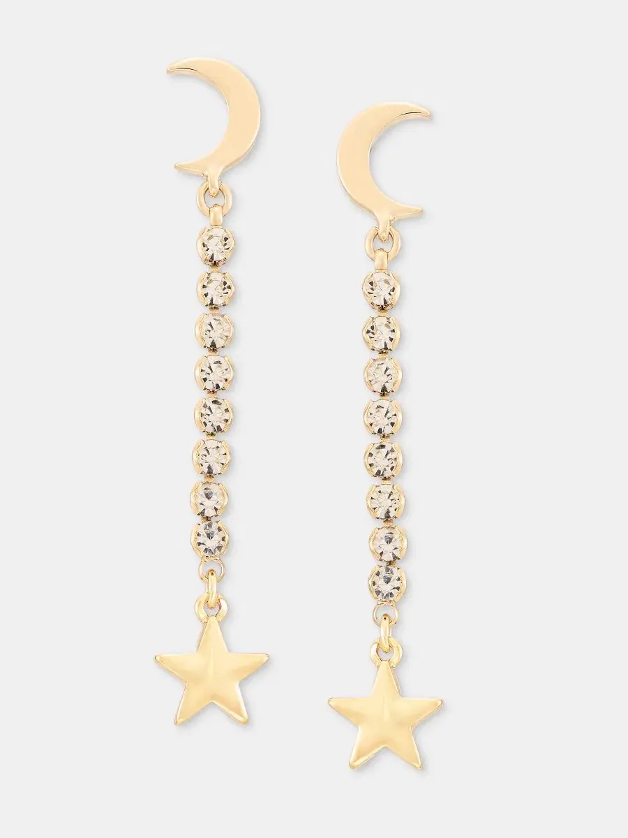 Серьги-подвески с кристаллами и звездами KARL LAGERFELD PARIS — изображение 1 из 4, оттенок белый
