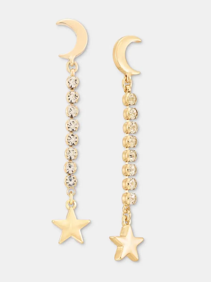 Серьги-подвески с кристаллами и звездами KARL LAGERFELD PARIS — изображение 3 из 4, оттенок белый