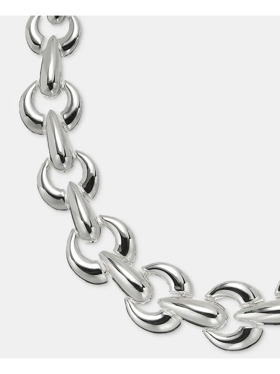Ожерелье с объемными звеньями, модель Puffy Linked Collar Anne Klein — изображение 2 из 5, оттенок серебряный