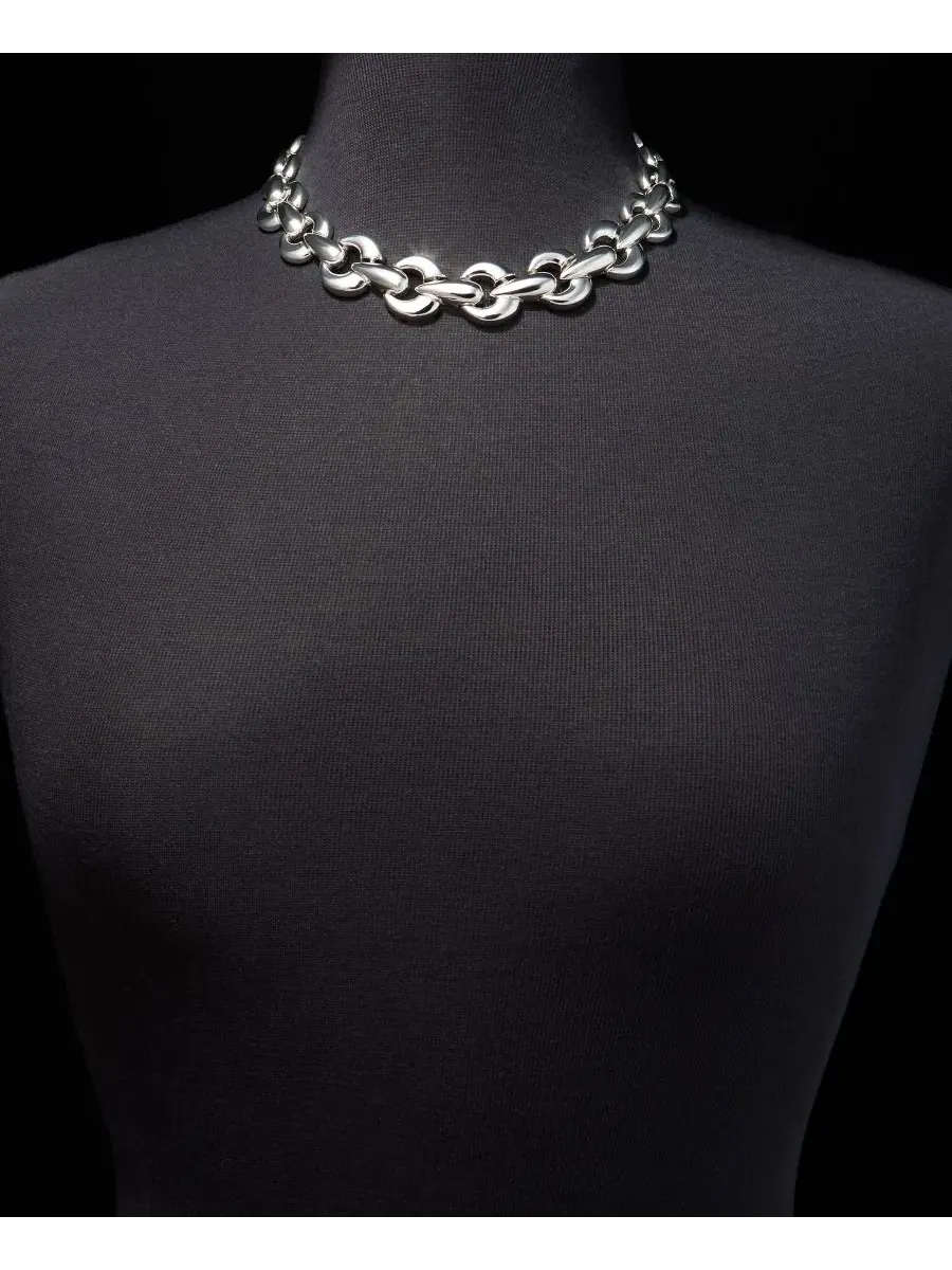 Ожерелье с объемными звеньями, модель Puffy Linked Collar Anne Klein — изображение 3 из 5, оттенок серебряный