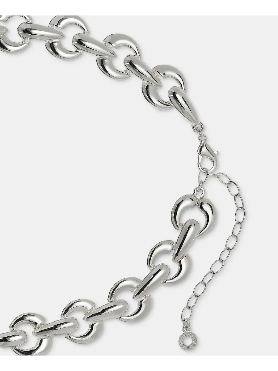 Ожерелье с объемными звеньями, модель Puffy Linked Collar Anne Klein — изображение 4 из 5, оттенок серебряный