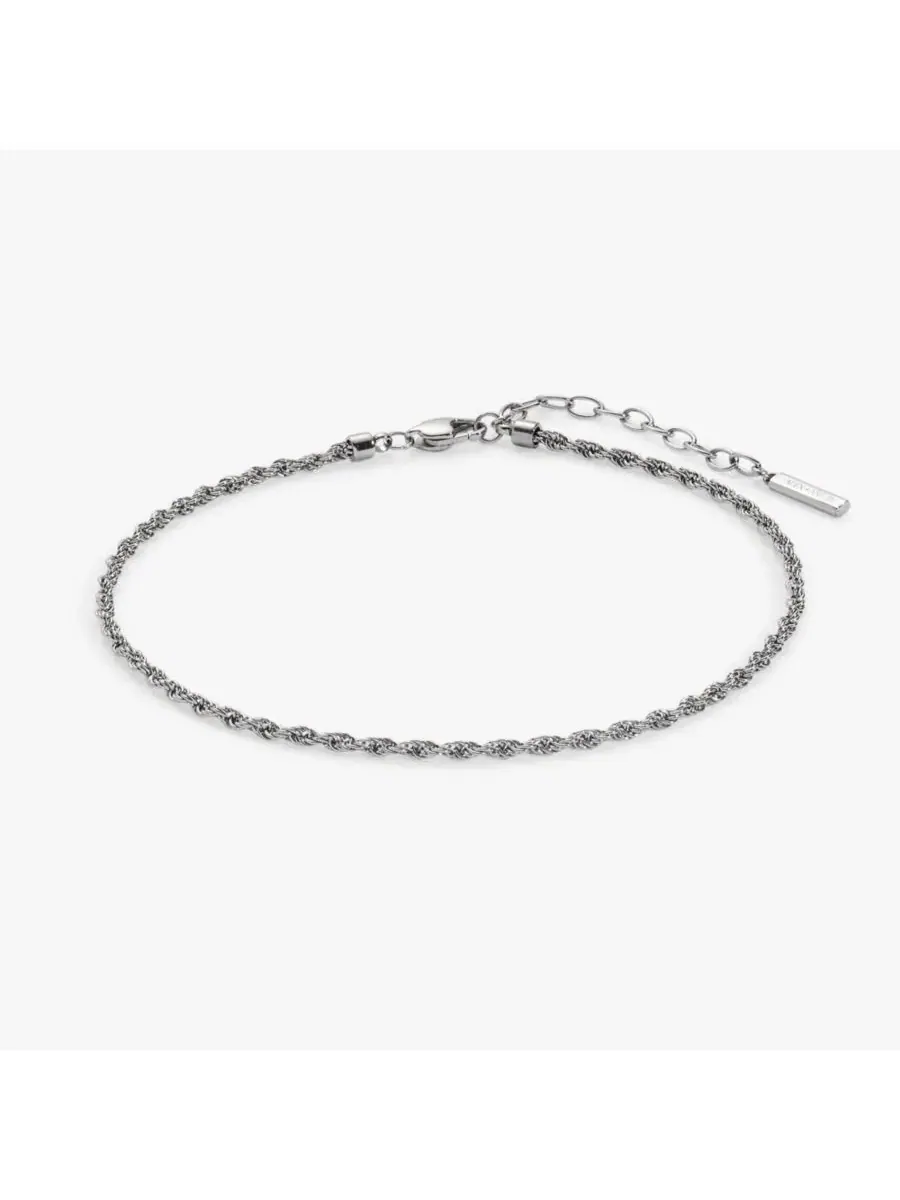 Миниатюрный браслет на лодыжку в виде веревочной цепочки Alex And Ani — изображение 2 из 3, оттенок серебряный