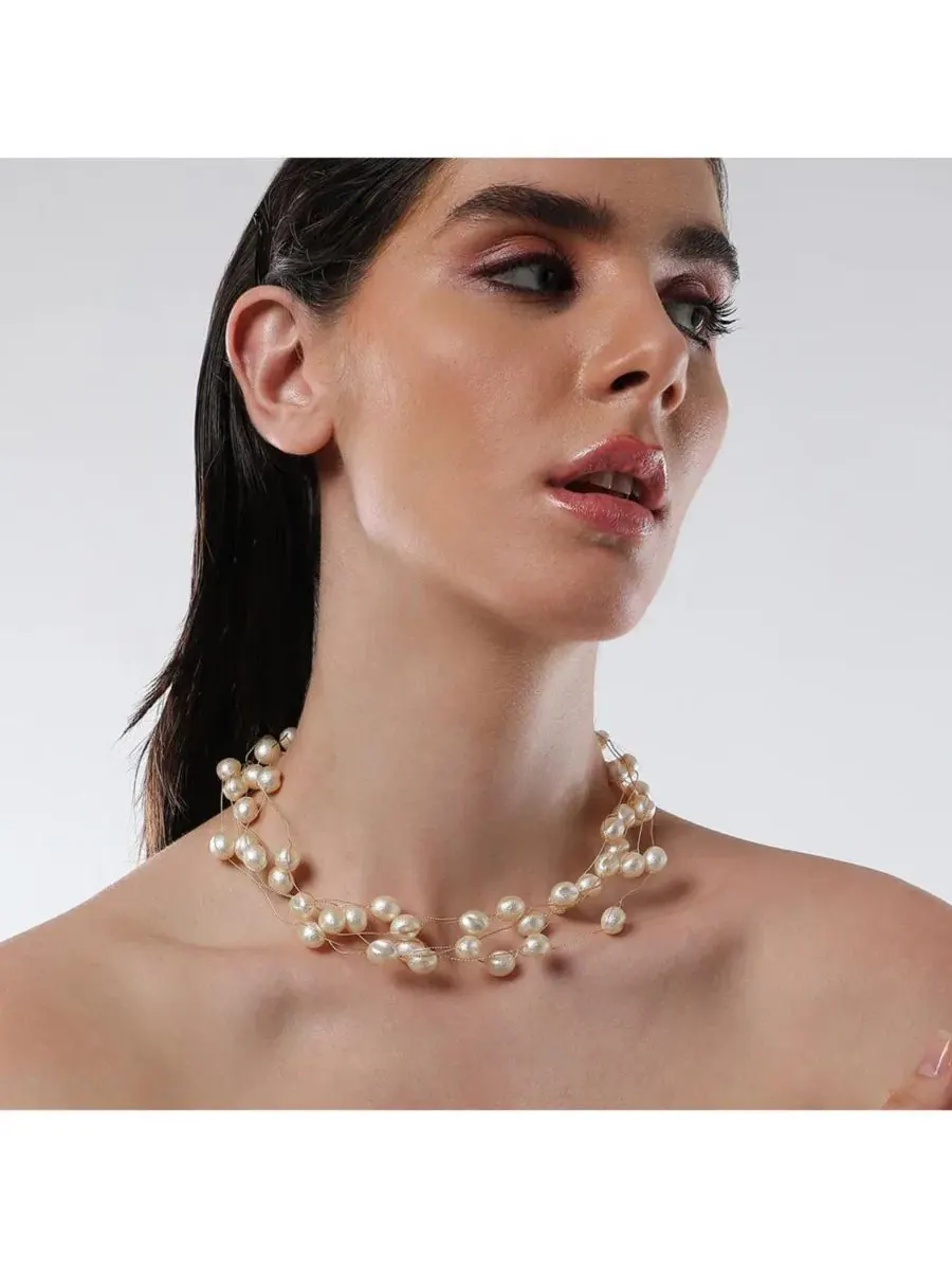 Женский колье-ошейник The Venezia Collar Necklace SOHI — изображение 3 из 6, оттенок белый