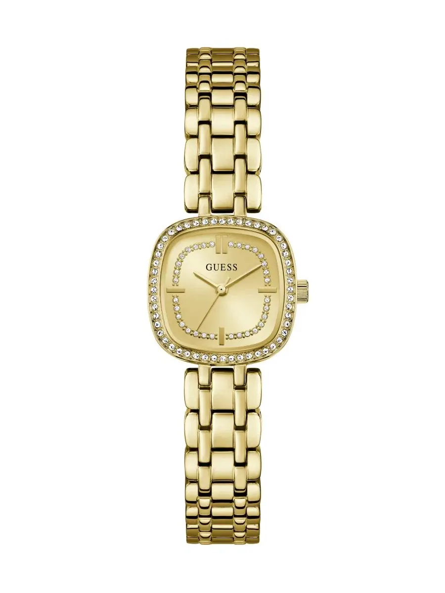 Женские часы GUESS с квадратным корпусом из стали золотистого цвета, 25 мм