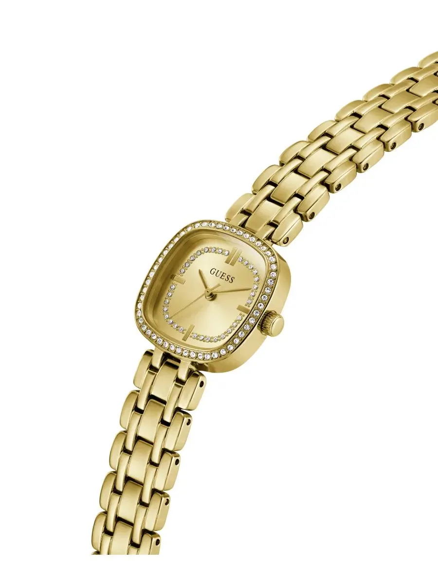 Женские часы GUESS с квадратным корпусом из стали золотистого цвета, 25 мм — изображение 3 из 6, оттенок золотистый