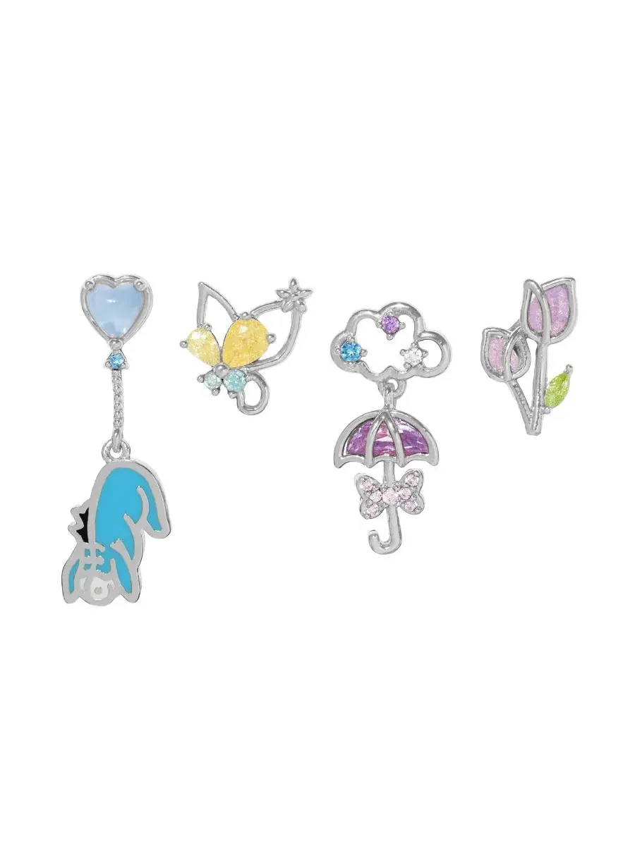 Серьги-пусеты с подвесками Crystal Disney Eeyore — изображение 1 из 3, оттенок серебряный
