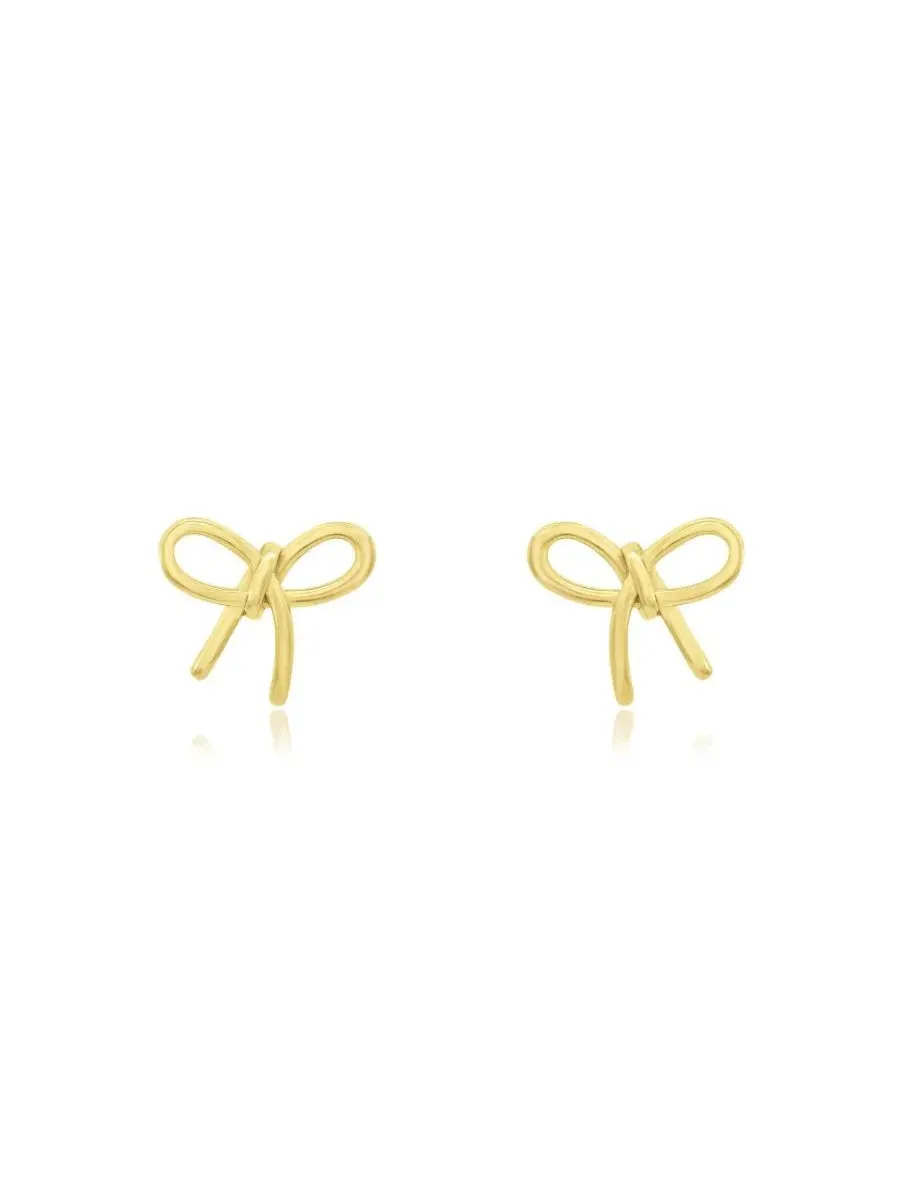 Серьги-гвоздики Loopy Bow из стерлингового серебра с покрытием из 14-каратного золота The Lovery — изображение 2 из 3