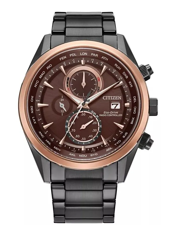 Eco-Drive мужские роскошные спортивные часы с хронографом и радиоуправлением, серые часы из