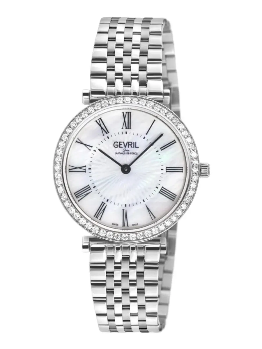 Женские часы Atelier 57 Swiss Quartz Diamond Silver Stainless Steel Bracelet Gevril