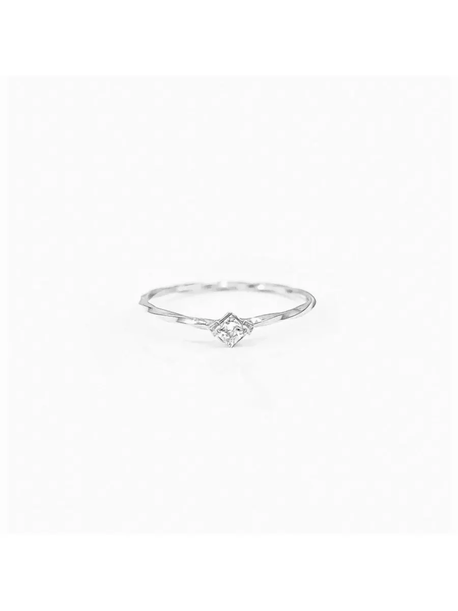 Тонкое кольцо с кристаллом-солитером, легкое, простое, минималистичное Bearfruit Jewelry