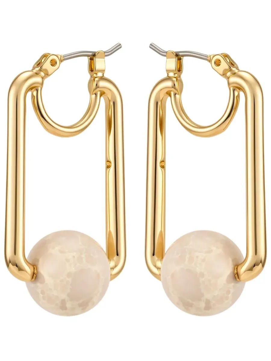 Серьги-капли с змеевиковыми вставками, модель Serpentine Stone GUESS — изображение 2 из 3, оттенок золото