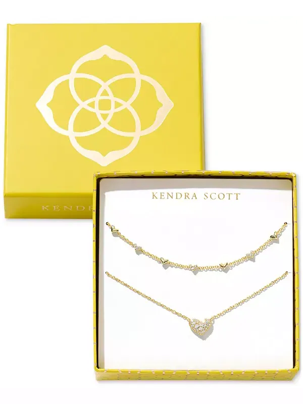Комплект из 2 колье с сердечками паве, 19 дюймов Kendra Scott — изображение 1 из 4, оттенок золото