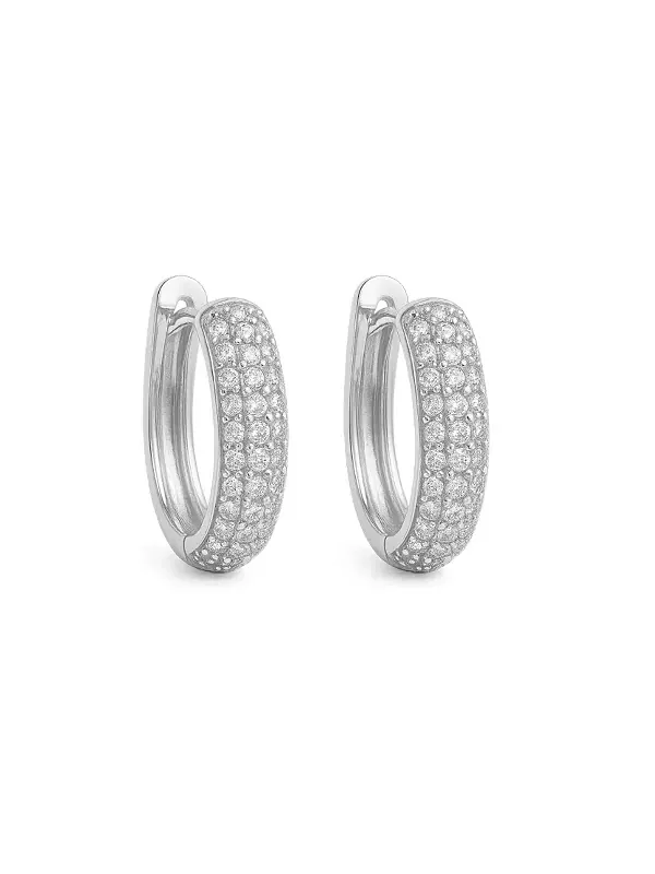 Изящные серьги-кольца Huggie Hoops - 3 пары Hollywood Sensation — изображение 4 из 4, оттенок серебряный