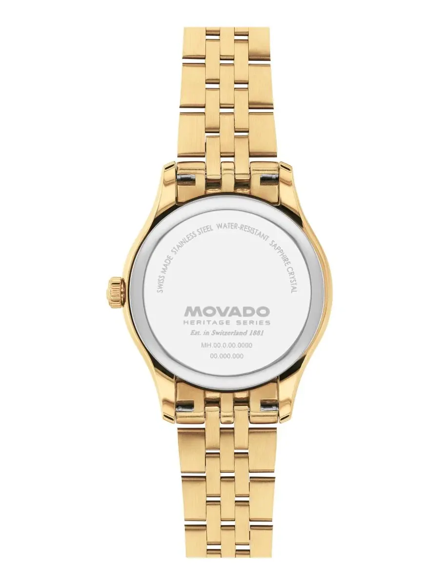 Женские часы Calendoplan Swiss Quartz Ionic Plated Light Yellow Gold Steel Watch 27mm Movado — изображение 3 из 3