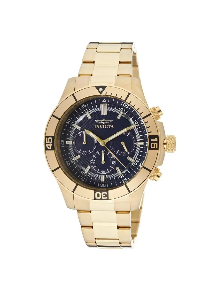 Хронограф Invicta Specialty 12844, золотой корпус, синий циферблат, из нержавеющей стали