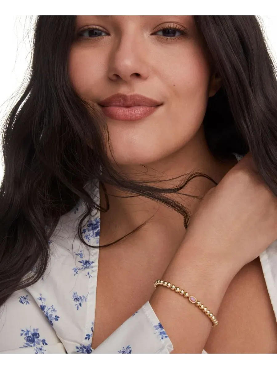 Браслет-эластичный Mini Elaina Stone Charm Beaded Stretch Kendra Scott — изображение 2 из 3, оттенок светлый розовый