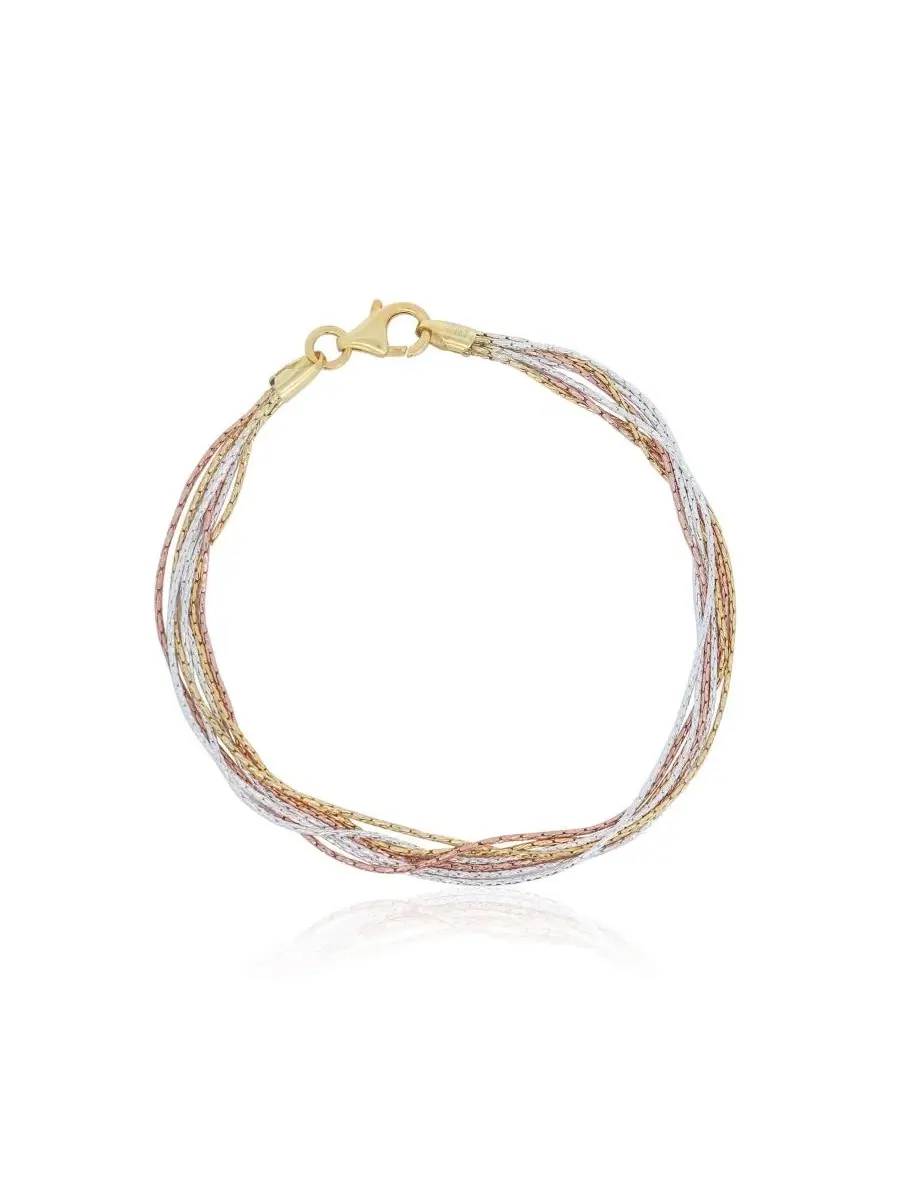 Браслет Tricolor Seven Strand 14K Gold-Plated Sterling Silver The Lovery — изображение 1 из 3, оттенок золотистый