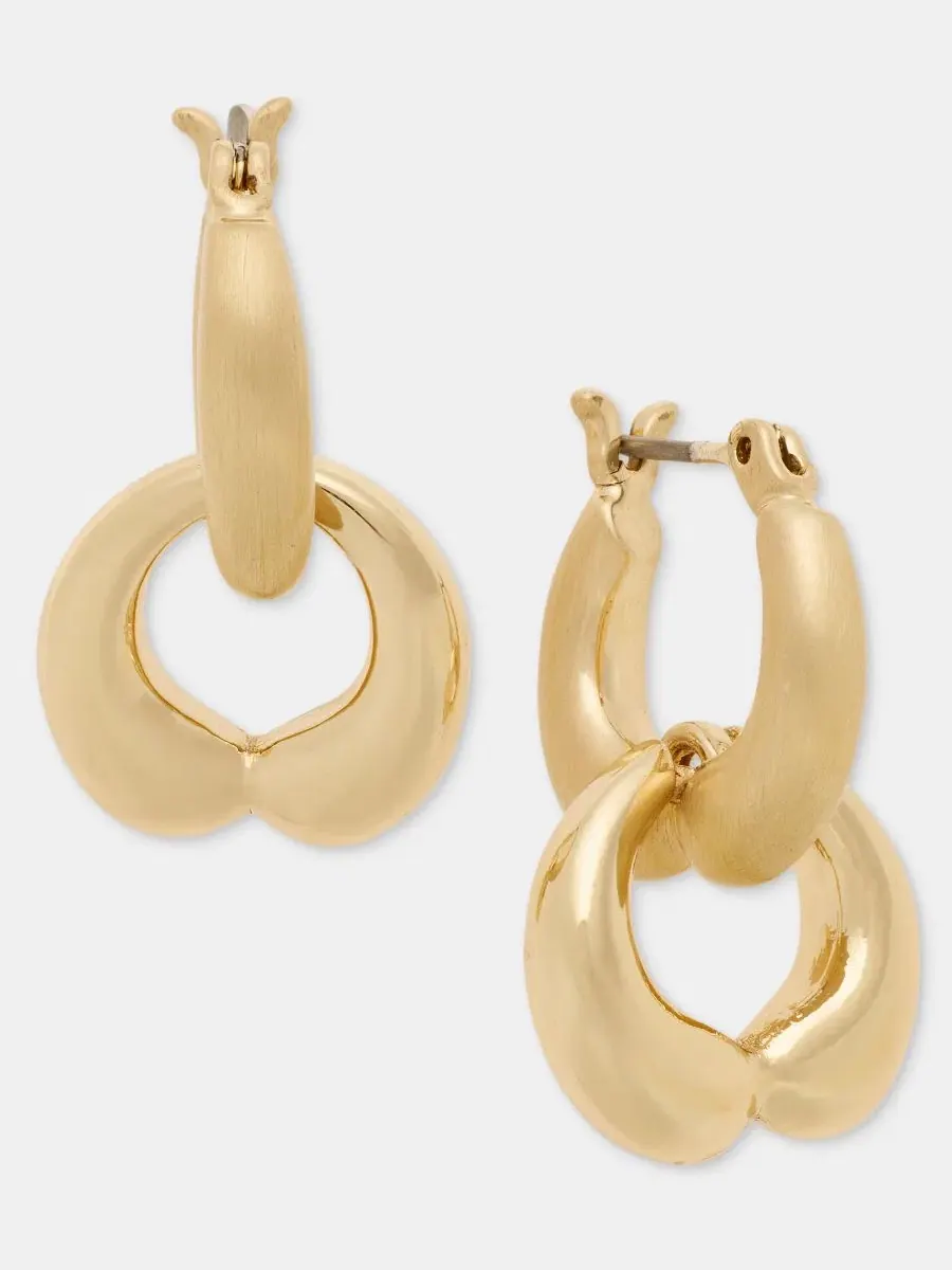 Серьги-подвески Puffy Linked Drop Anne Klein — изображение 1 из 4, оттенок золото