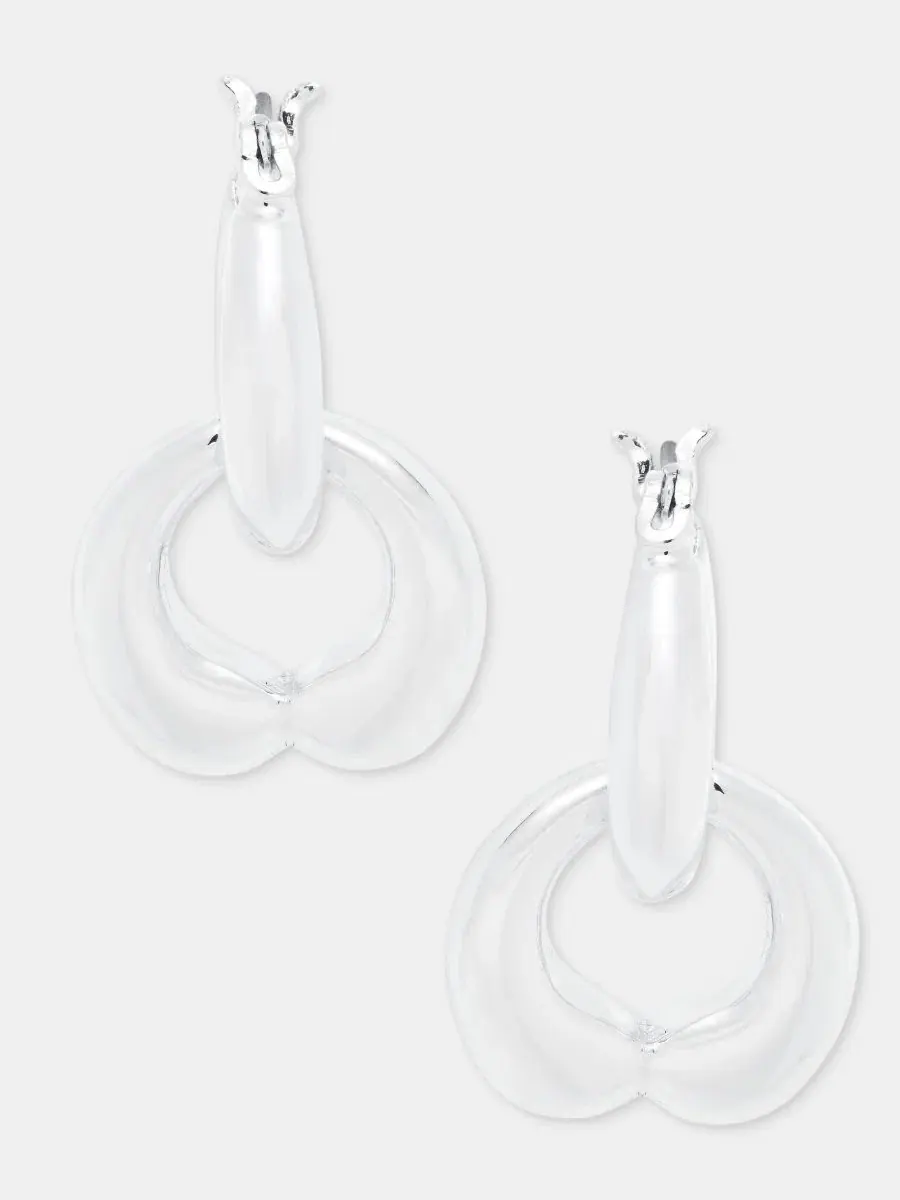 Серьги-подвески Puffy Linked Drop Anne Klein — изображение 1 из 4, оттенок серебряный