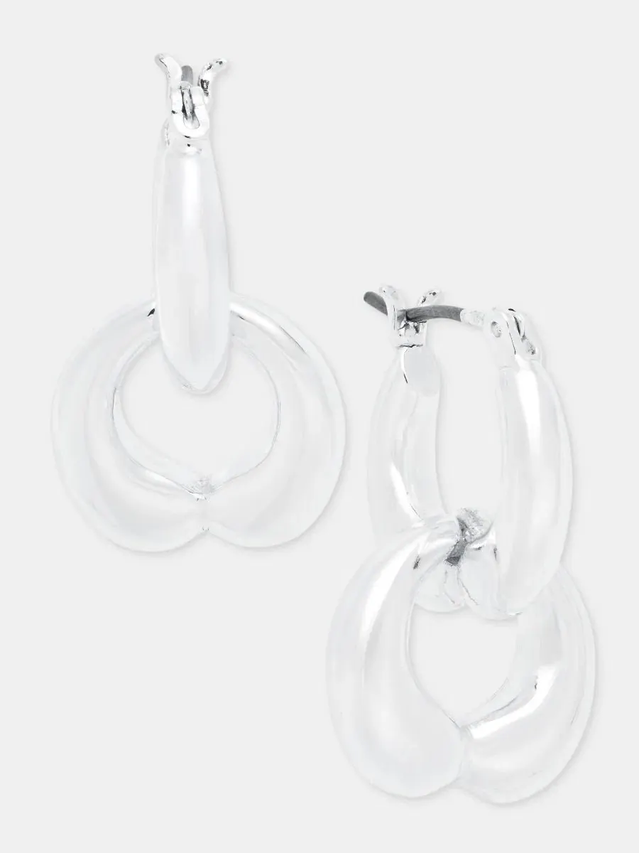 Серьги-подвески Puffy Linked Drop Anne Klein — изображение 2 из 4, оттенок серебряный
