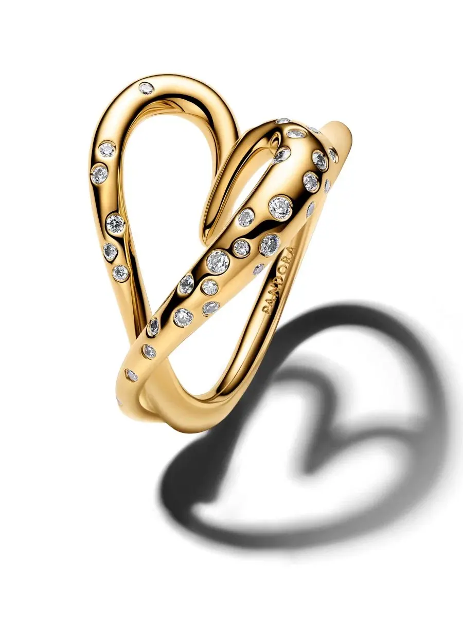 Кольцо в форме сердца с камнями Pandora — изображение 1 из 3, оттенок золотистый