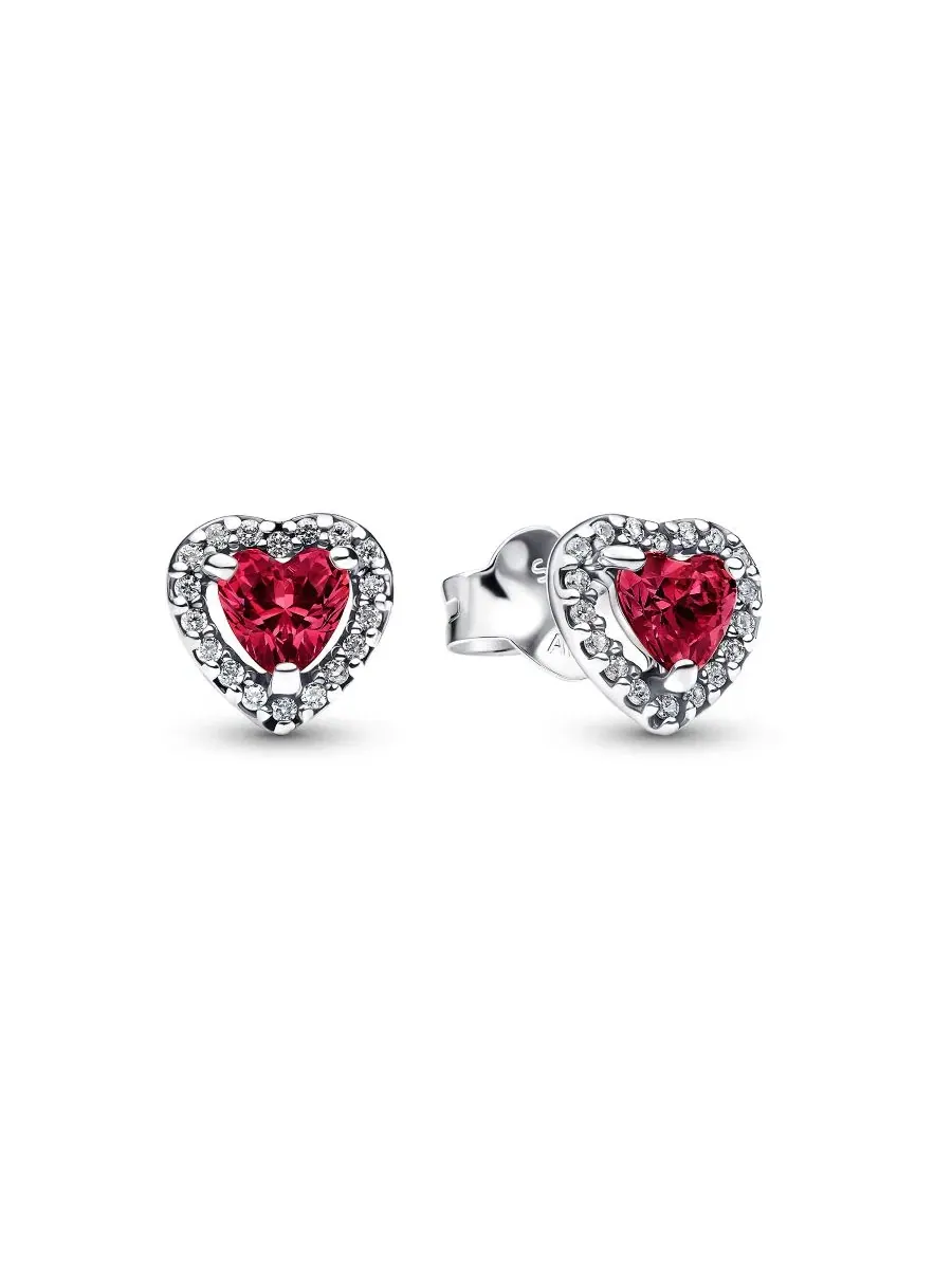 Серьги-гвоздики в форме красного сердца Pandora — изображение 1 из 3, оттенок серебряный
