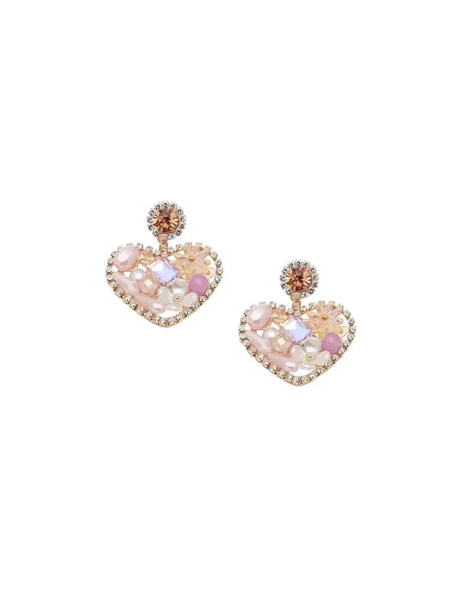 Серьги-подвески в форме сердечек Sohi — изображение 1 из 5, оттенок розовый