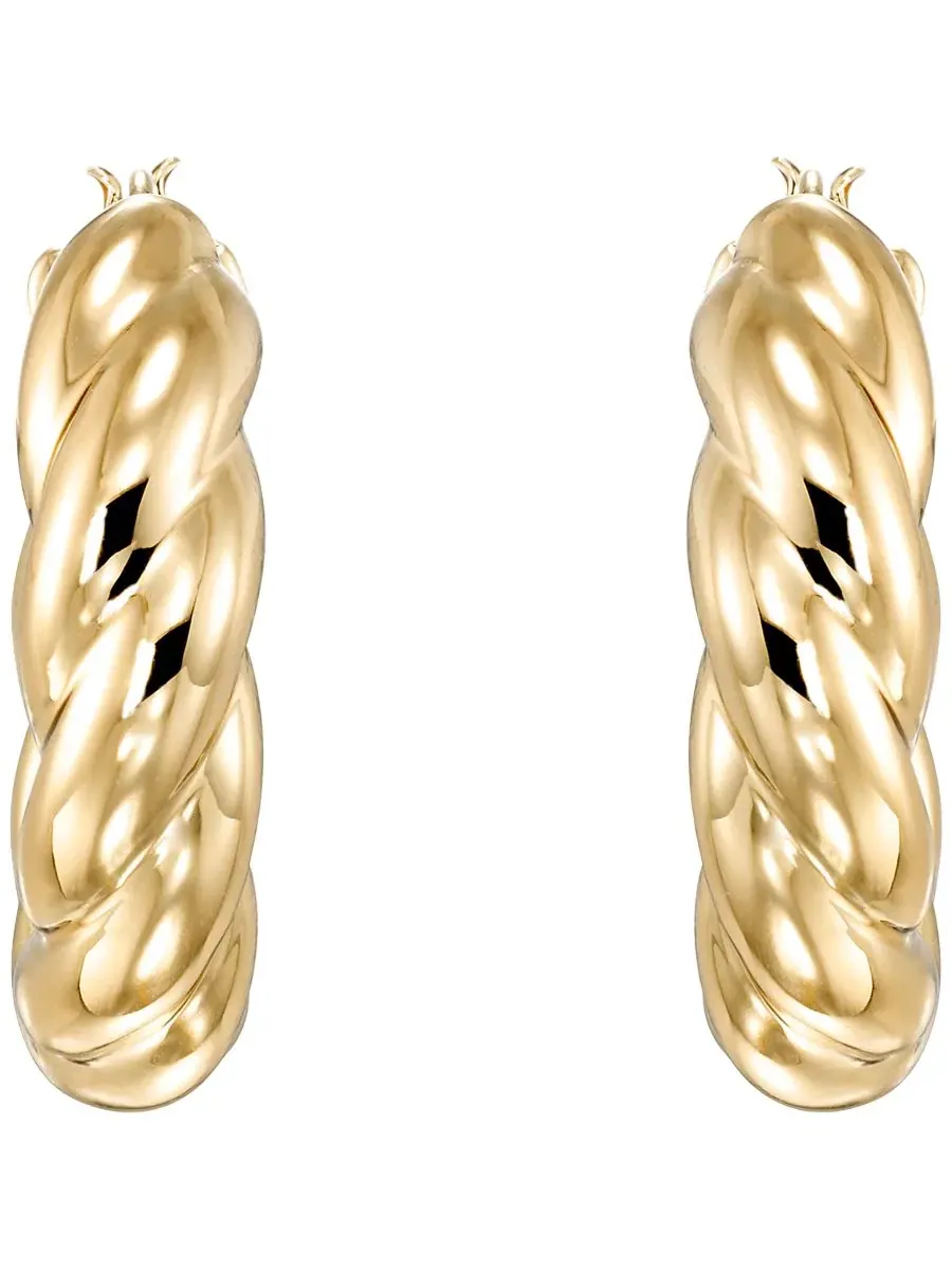 Массивные серьги-кольца с витым дизайном из желтого золота 10 карат Italian Gold — изображение 2 из 3, оттенок желтый
