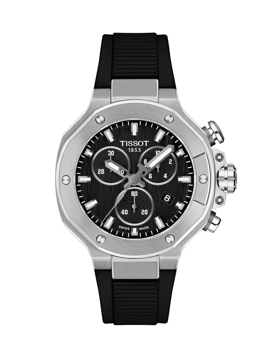 Универсальные часы с черным циферблатом и резиновым ремешком, 38 мм Tissot — изображение 1 из 5, оттенок черный